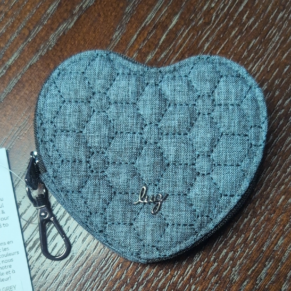 Brand New Lug Heart Pouch In Heather Grey! Lug Gray Key & Card Holder